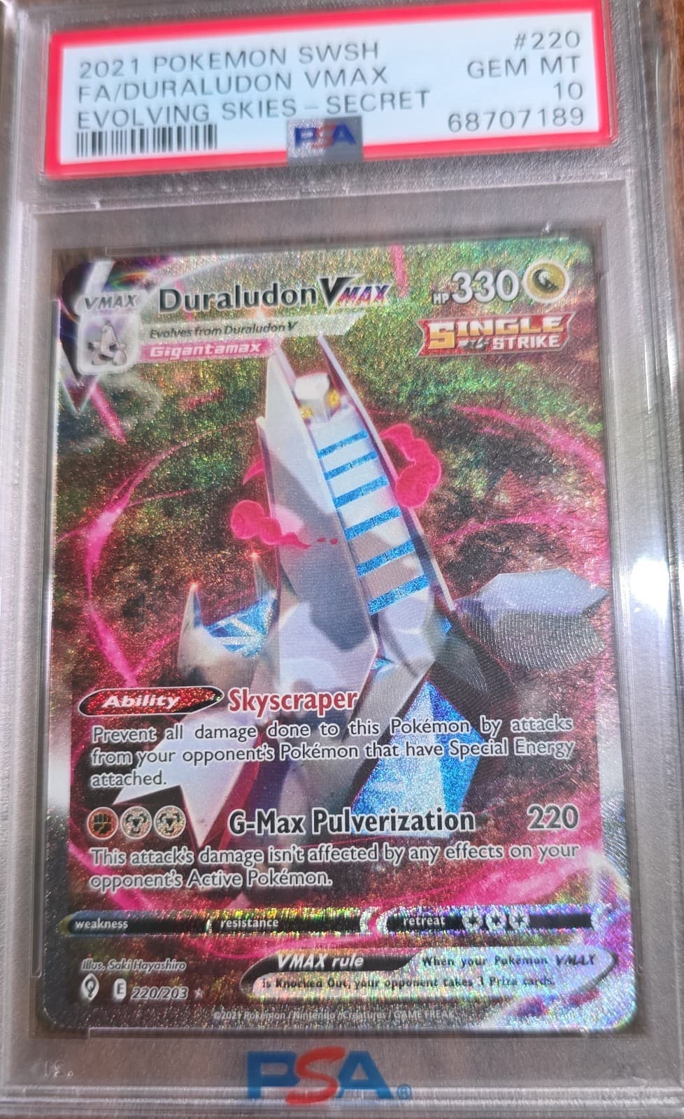 Duraludon VMAX (Alternate Art Secret) 220/203 SWSH07: Evolving Skies PSA 10