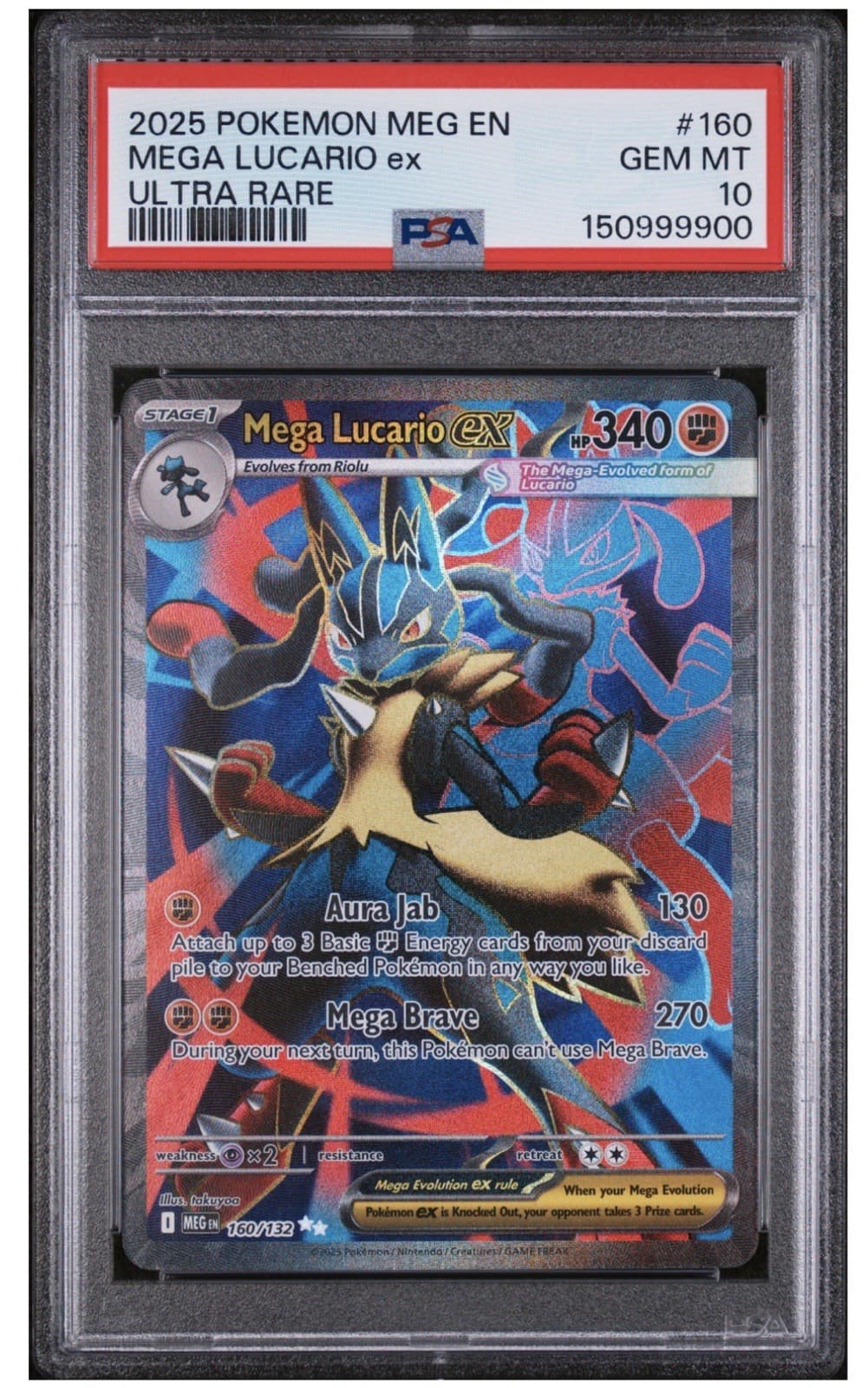 Mega Lucario ex 160/132 Me01: Mega Evolution Holo PSA 10