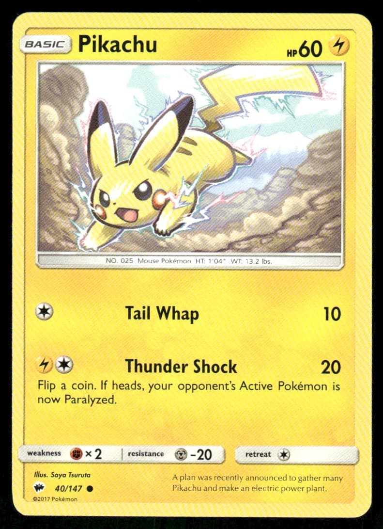 Pikachu 40/147 - Burning Shadows - Common LP