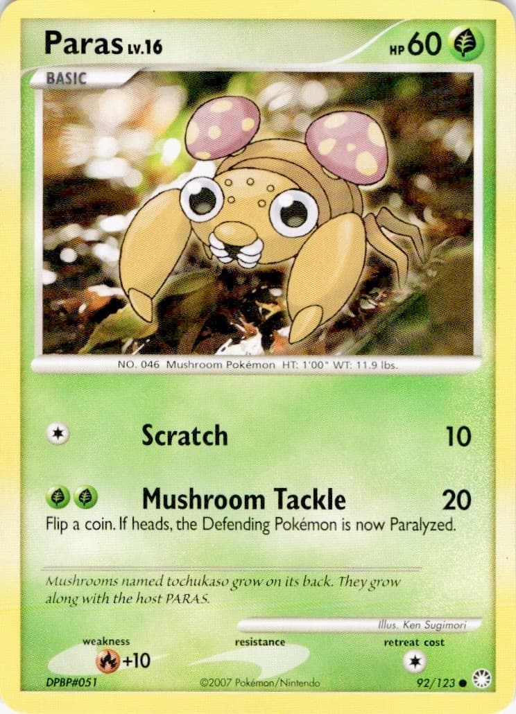 Paras 92/123 Common Mysterious Treasures Pokemon Lightly Played