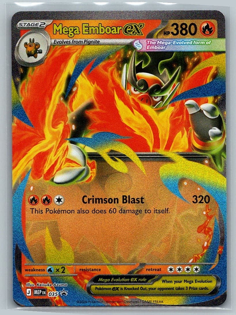 Mega Emboar ex 035 Promo Holo NM Pokemon Card Mega Evolution Black Star Promos