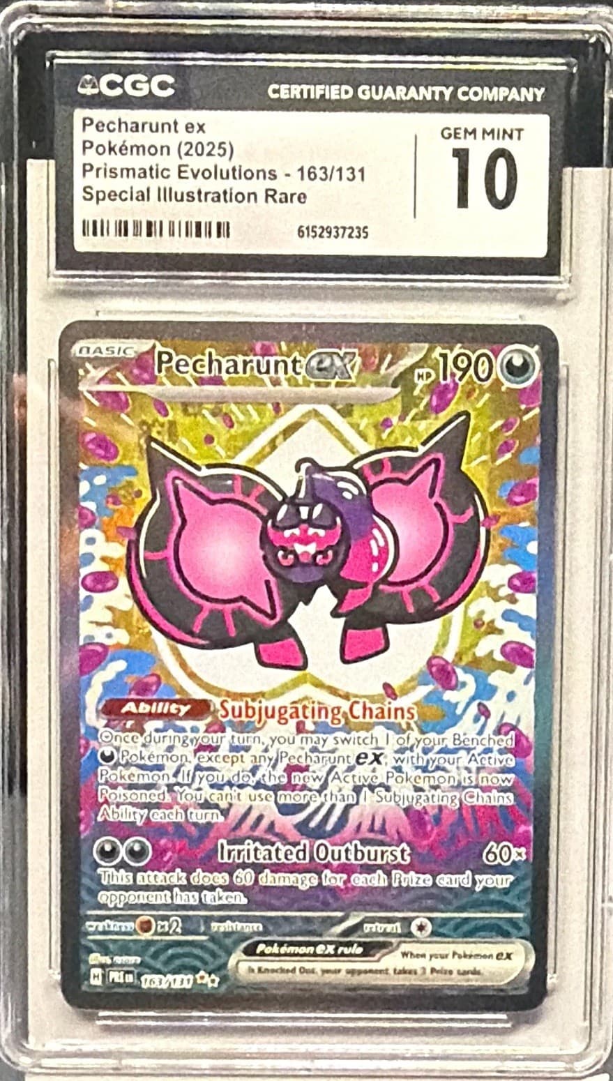 CGC 10 Pecharunt ex SV: Prismatic Evolutions #163/131 SIR Holo English 2025