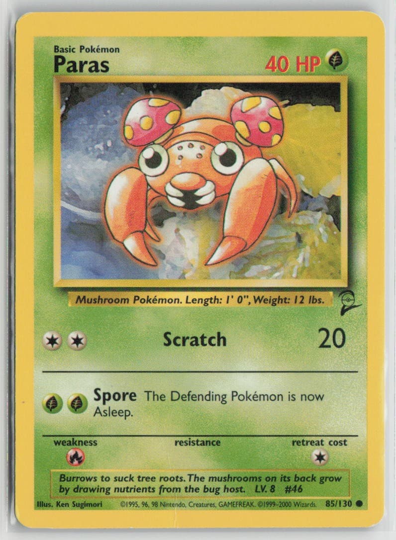 Paras 85/130 Common Base Set 2 Pokemon Moderately Played