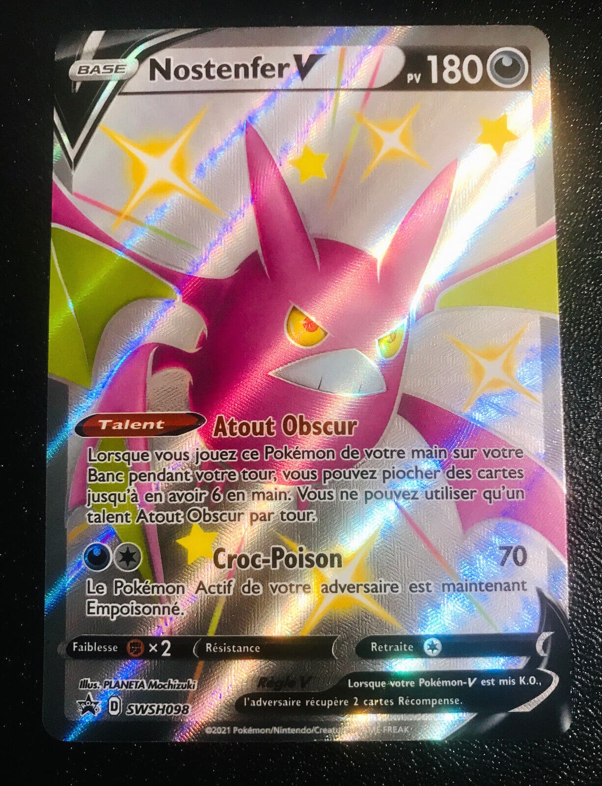 Carte Pokemon NOSTENFER V Promo SWSH098 Shiny neuve en édition française
