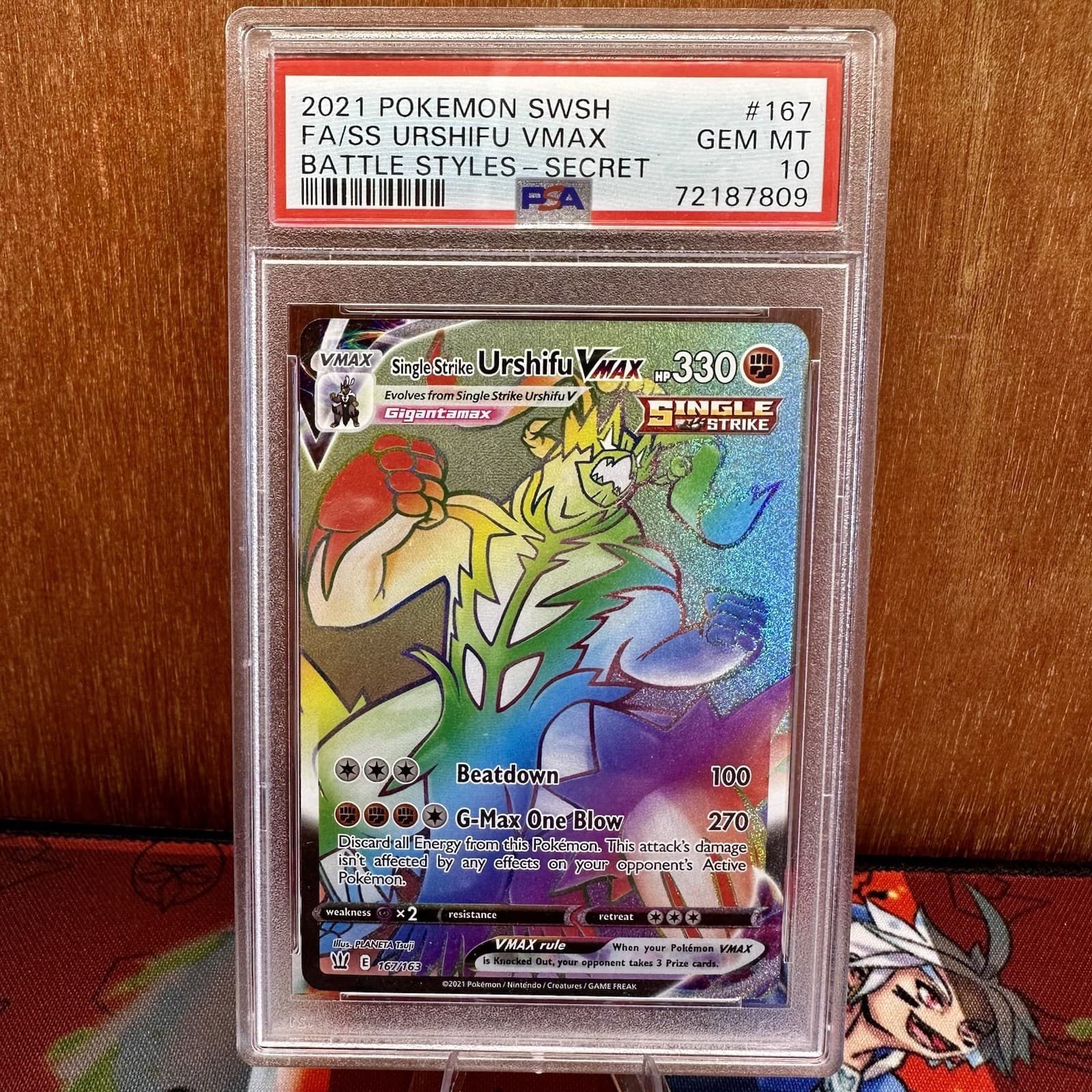 Single Strike Urshifu VMAX 167/163 Pokemon Battle Styles Secret Rare Card PSA 10