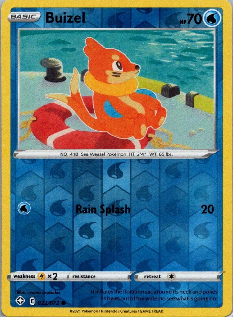 Pokemon TCG Buizel 22/72 Shining Fates Rev Holo NM