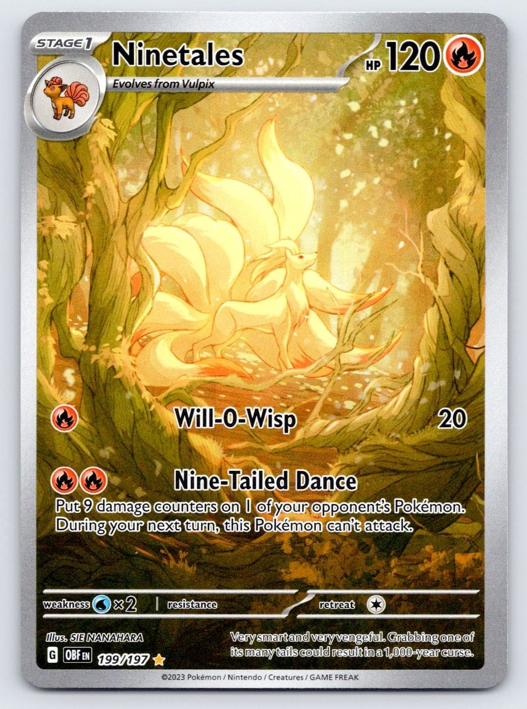 (#2) Ninetales 199/197 Illustration Rare Obsidian Flames Pokemon Holo Near Mint