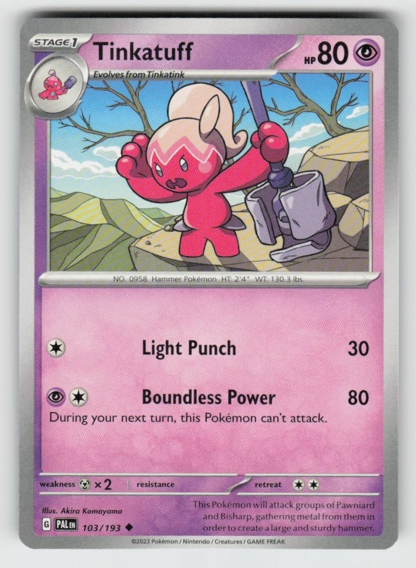 Tinkatuff 103/193 Uncommon Paldea Evolved Near Mint
