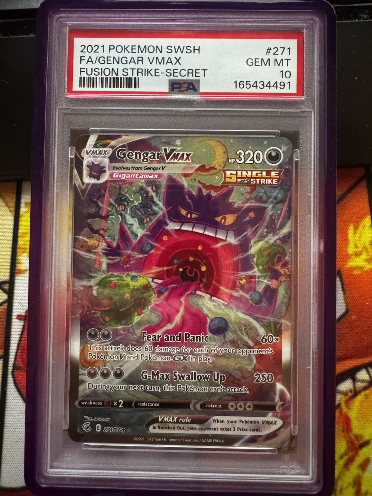 Gengar VMAX 271/264 Fusion Strike Secret Rare Alt Art Holo EN 2021 PSA 10