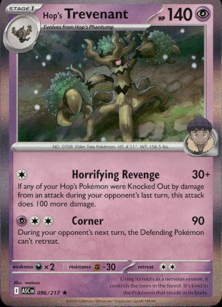 Hop's Trevenant 096/217 ME Ascended Heroes Holo R NM Pokémon — English