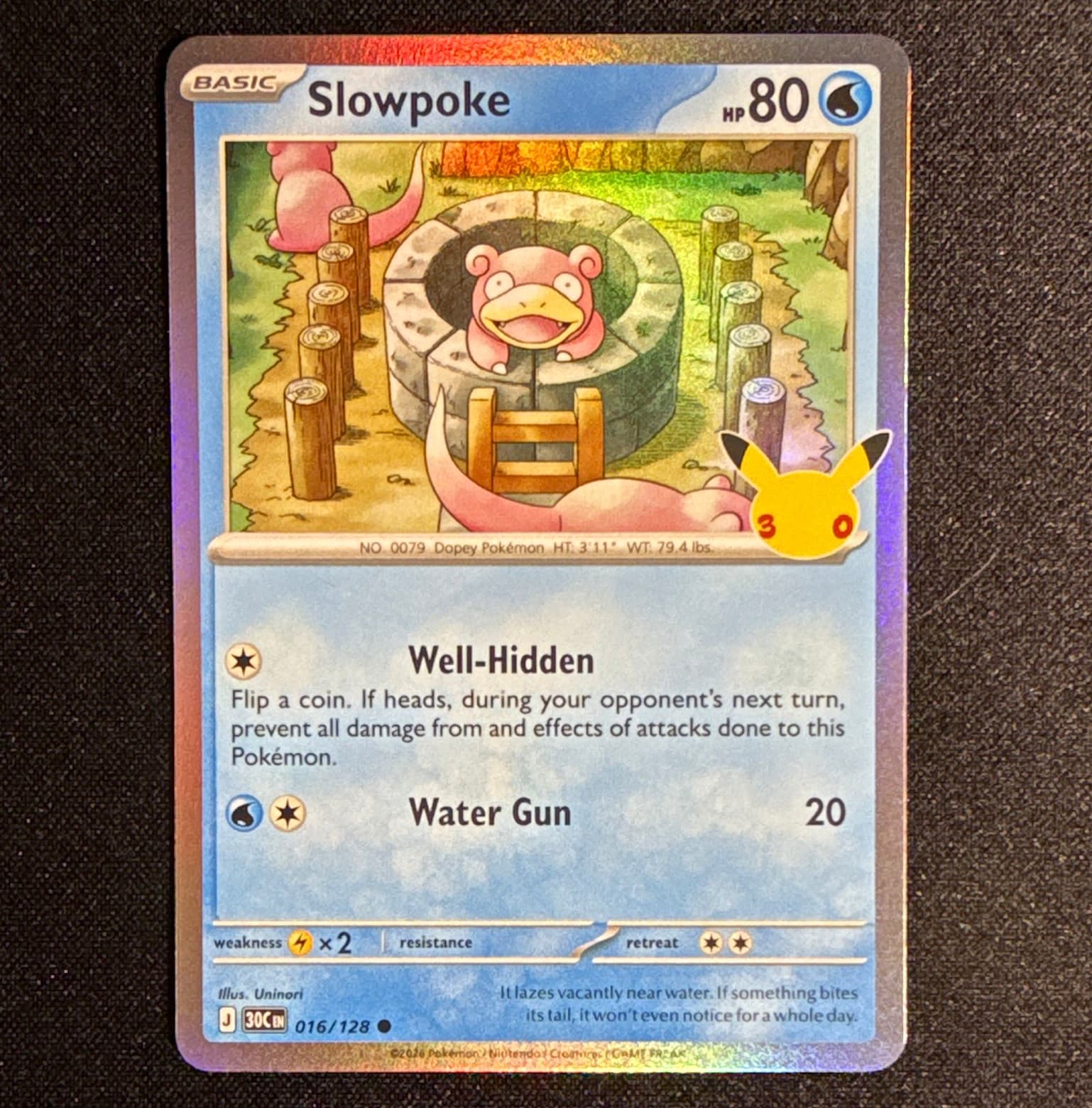 Slowpoke 016/128 30th Celebration Holo Pokemon