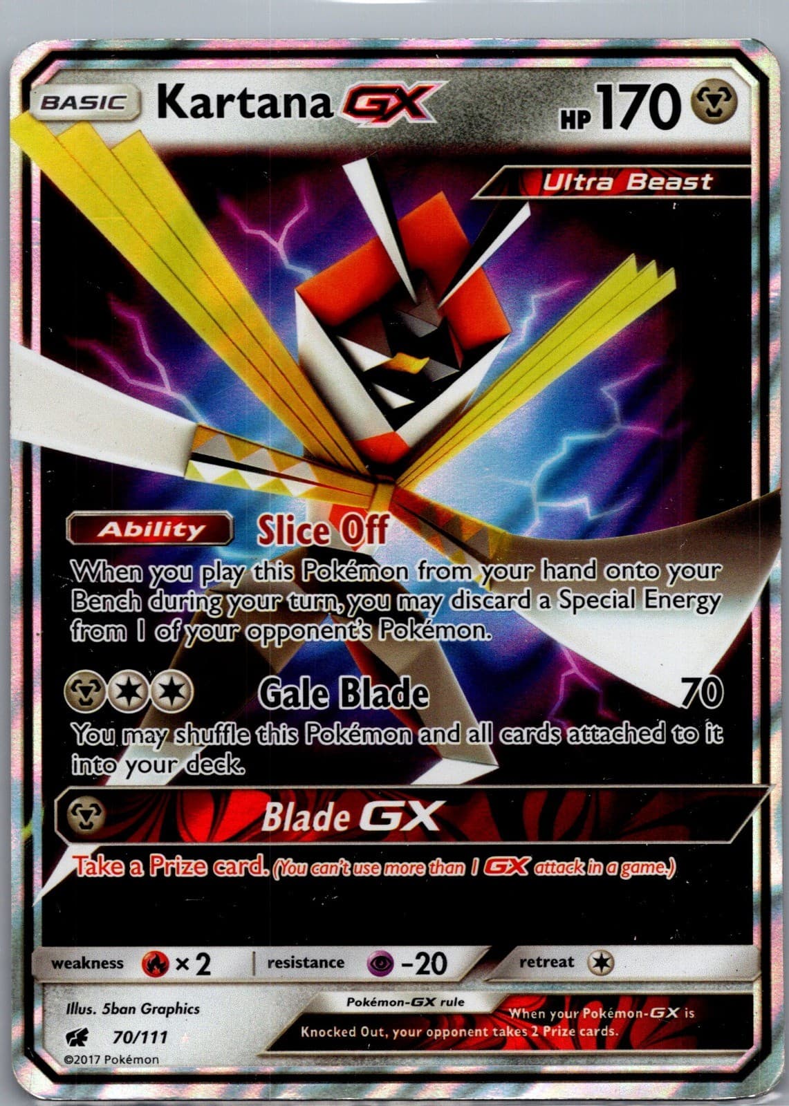 Kartana GX 70/111 Holo SM - Crimson Invasion Pokemon TCG LP