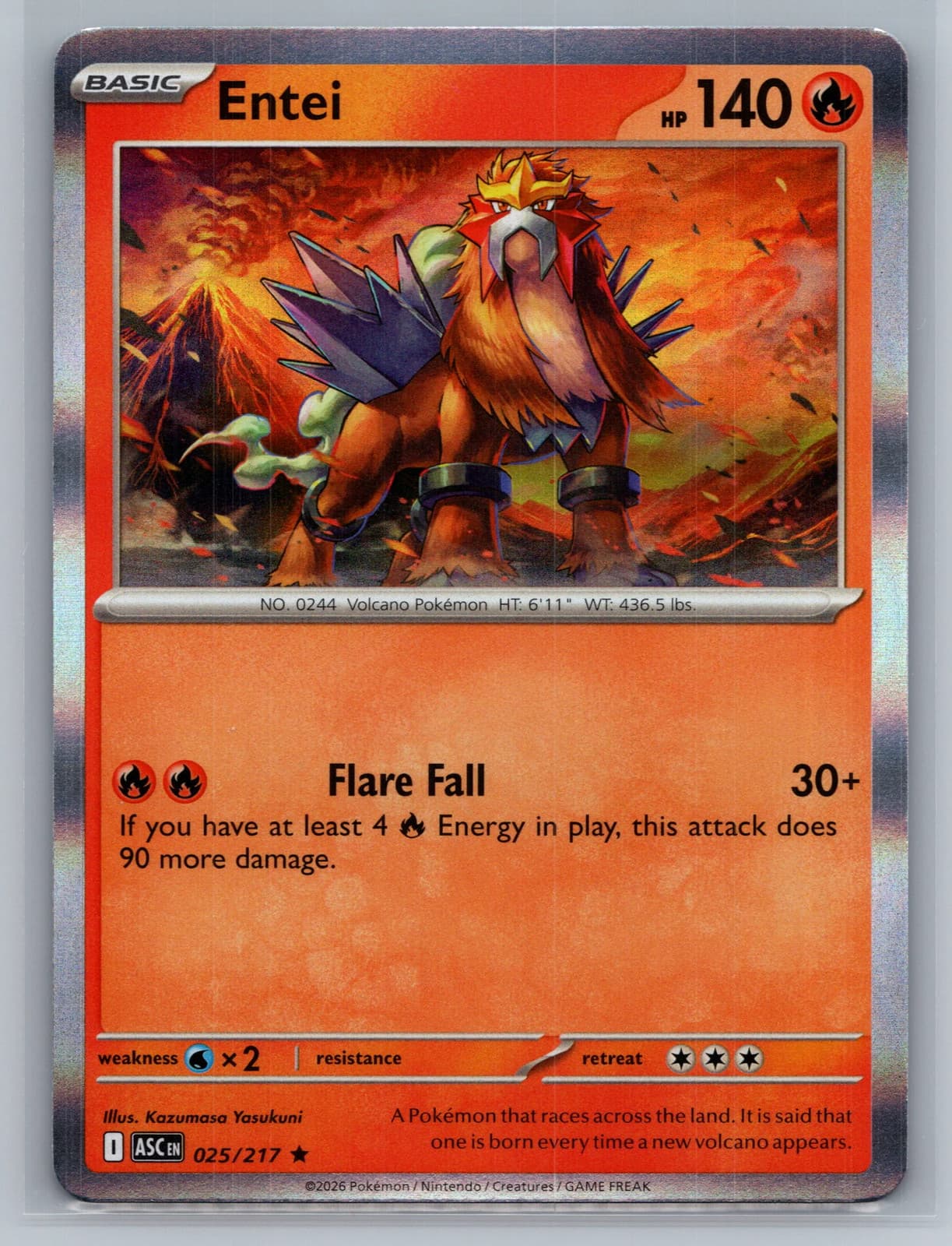 Entei 25/217 Ascended Heroes Reverse Holo Pokemon TCG NM