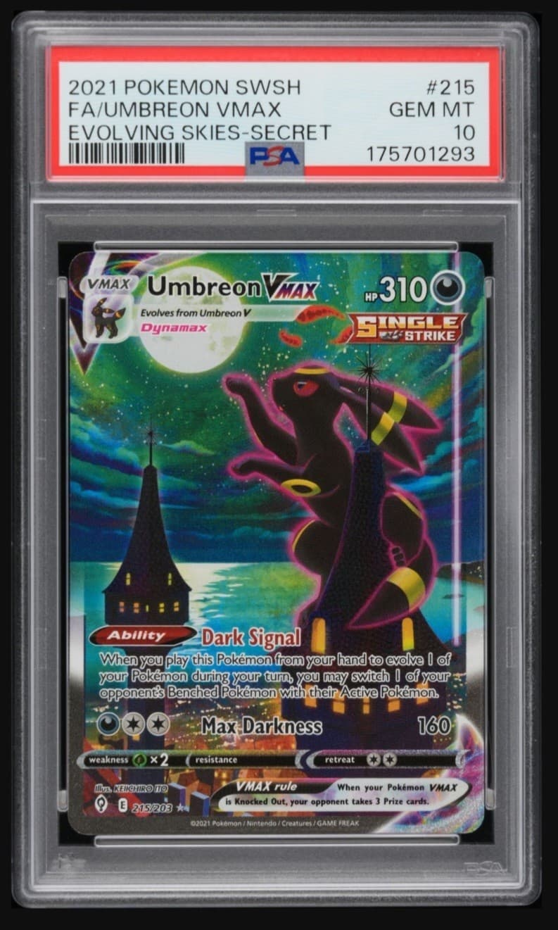 2021 Pokemon Evolving Skies Umbreon VMAX 215/203 Alt Art Secret Rare PSA 10 GEM