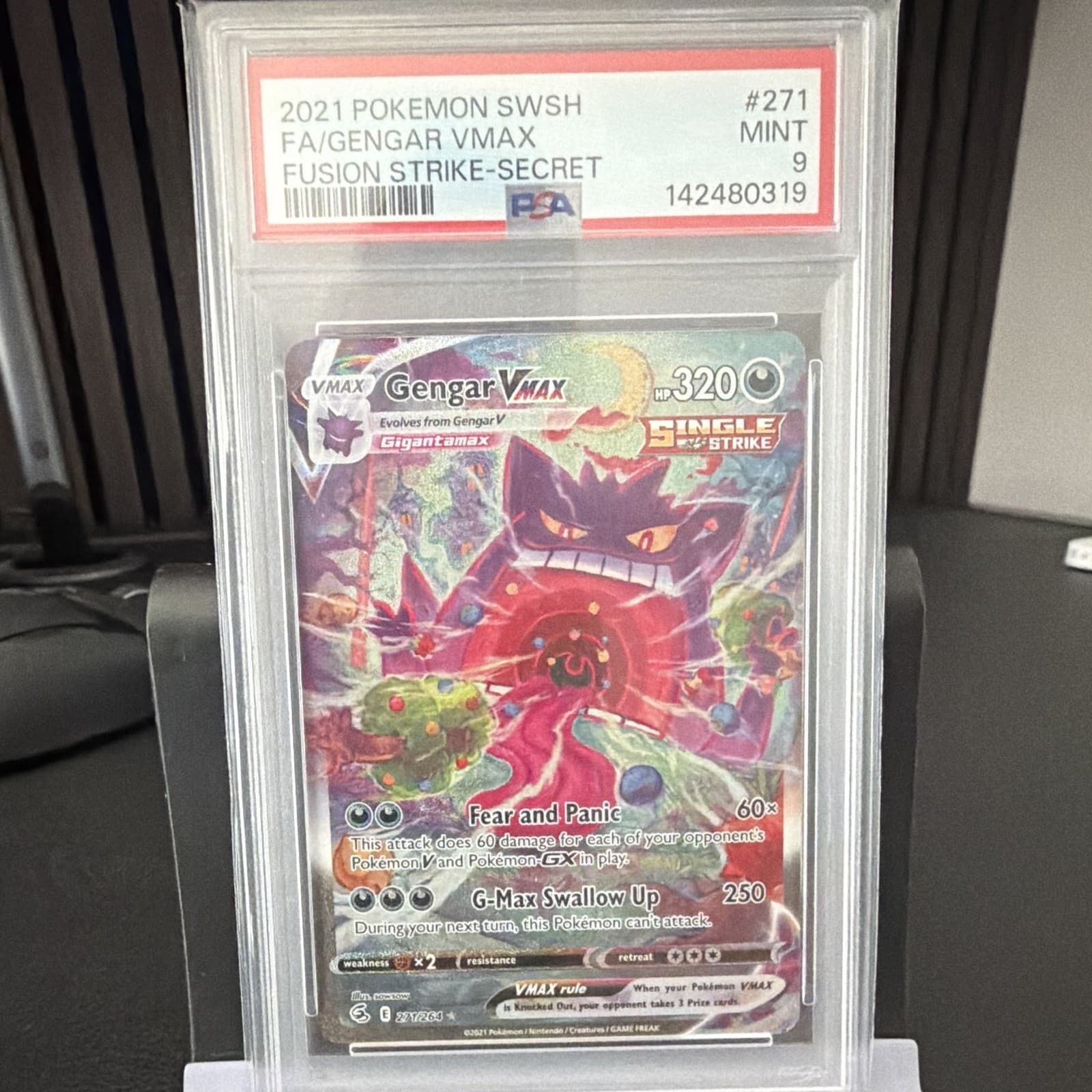 Pokemon TCG Gengar VMAX Alt Art Secret Rare Holo 271/264 Fusion Strike PSA 9