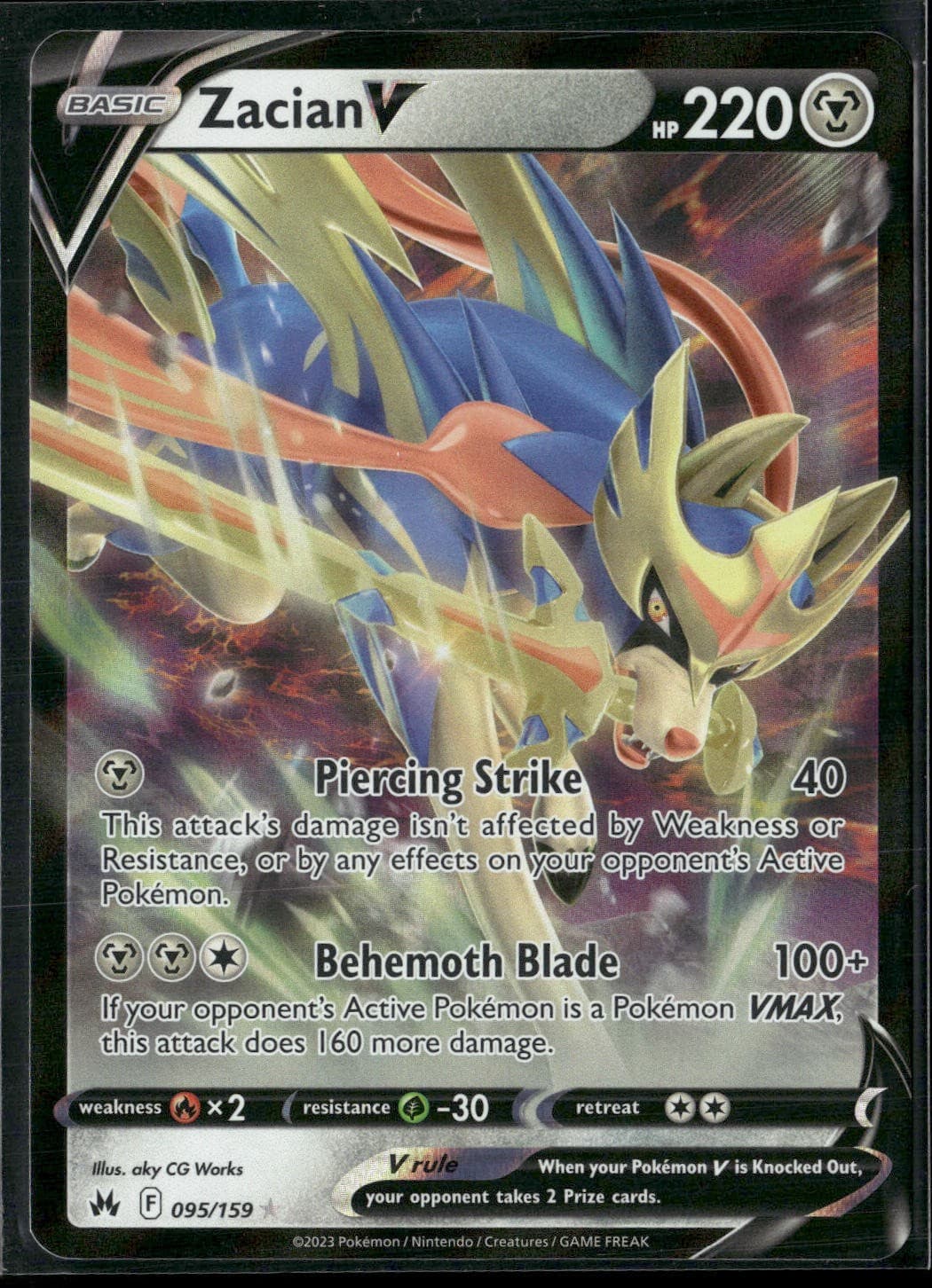 Pokémon - Zacian V 95/159 Crown Zenith Ultra Rare NM