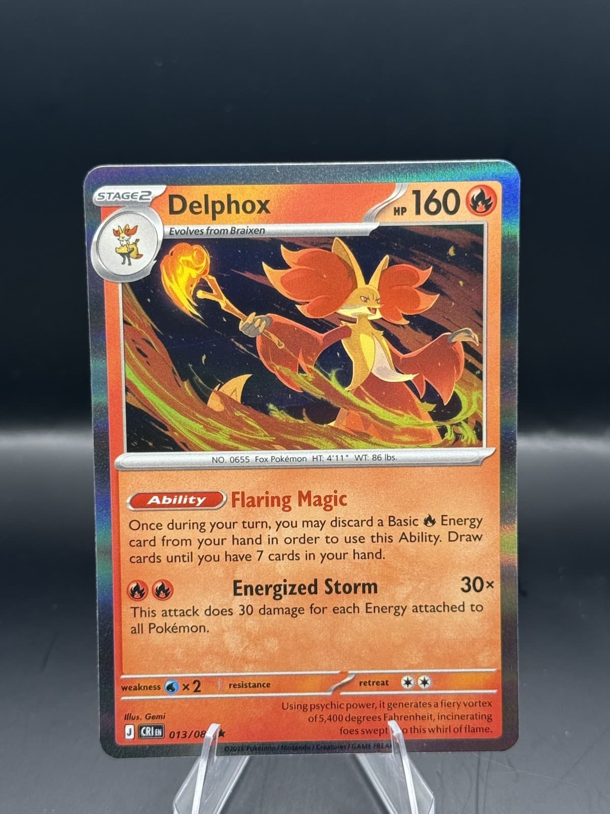 Delphox 13/86 Chaos Rising Rare Holo Pokemon