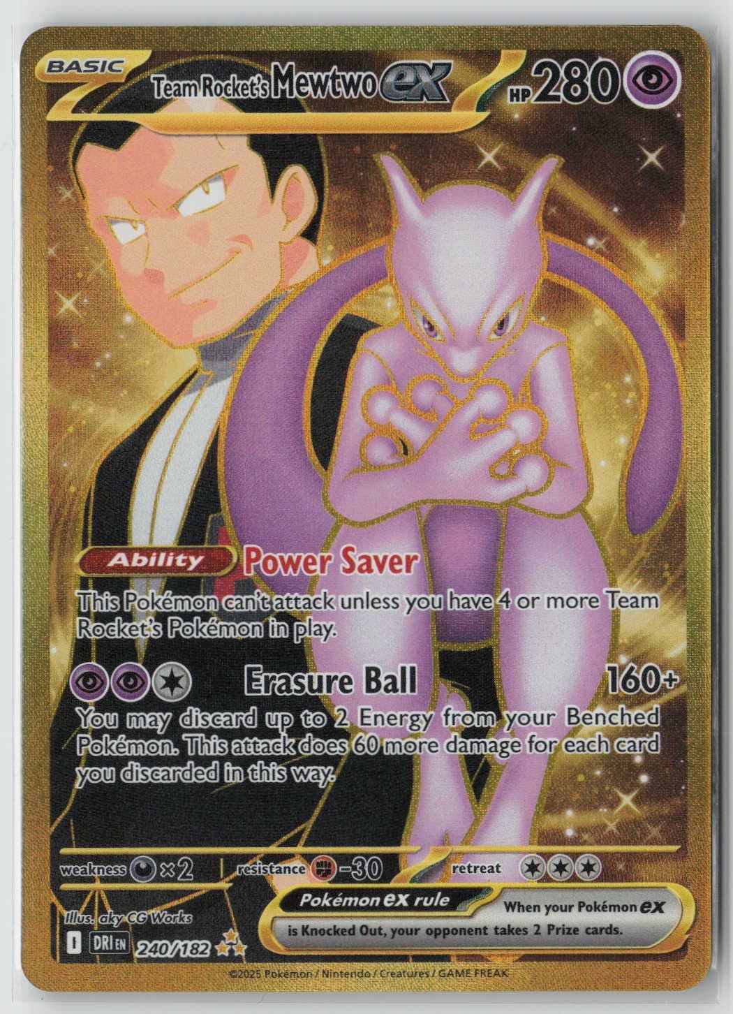 Pokemon Team Rocket's Mewtwo ex SV10: Destined Rivals 240/182 Holo NM