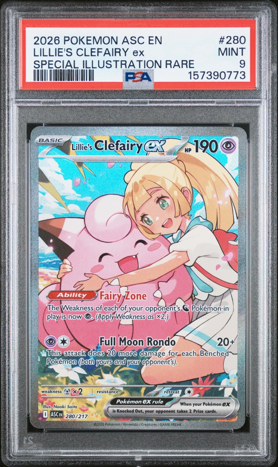 2026 POKEMON ASC EN-ASCENDED HEROES #280 LILLIE'S CLEFAIRY EX PSA 9
