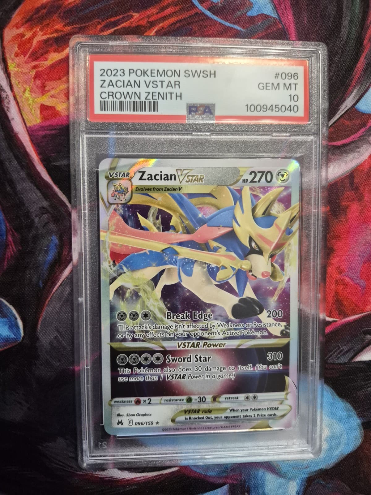 Zacian VSTAR 096/159 SWSH: Crown Zenith Holo PSA 10