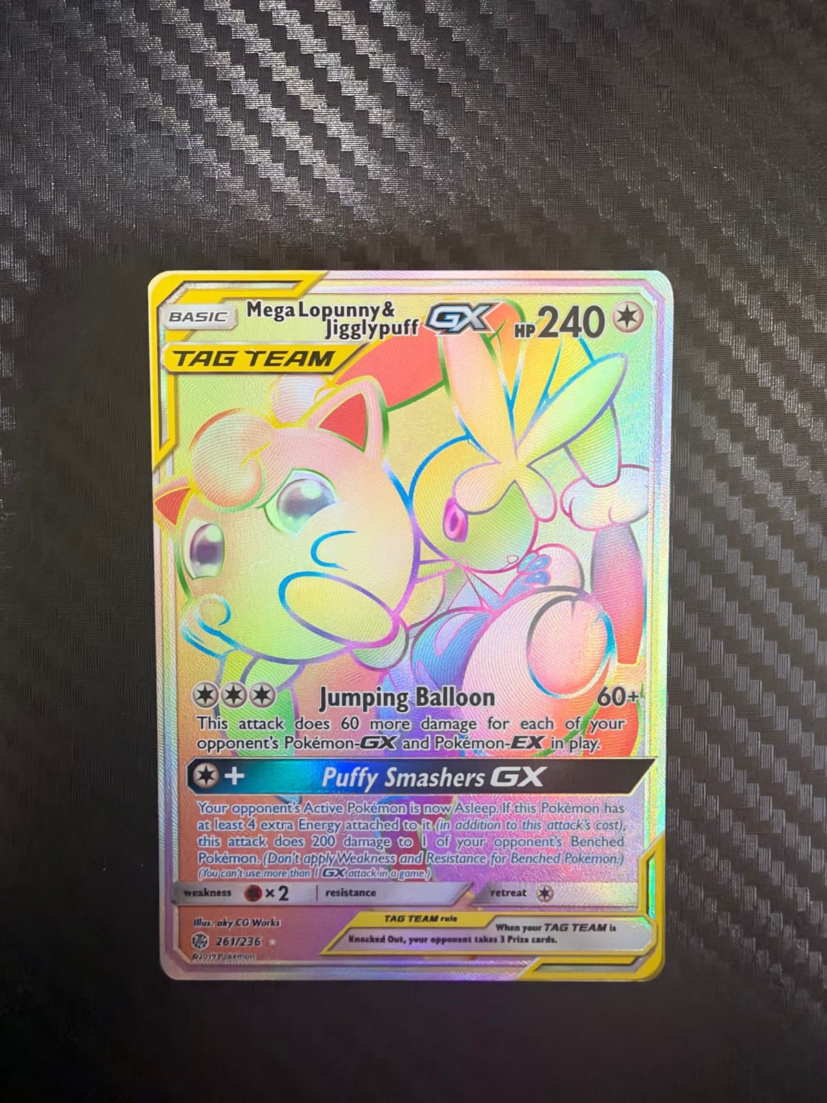 Mega Lopunny & Jigglypuff GX (Secret) #261 Cosmic Eclipse Pokemon NM