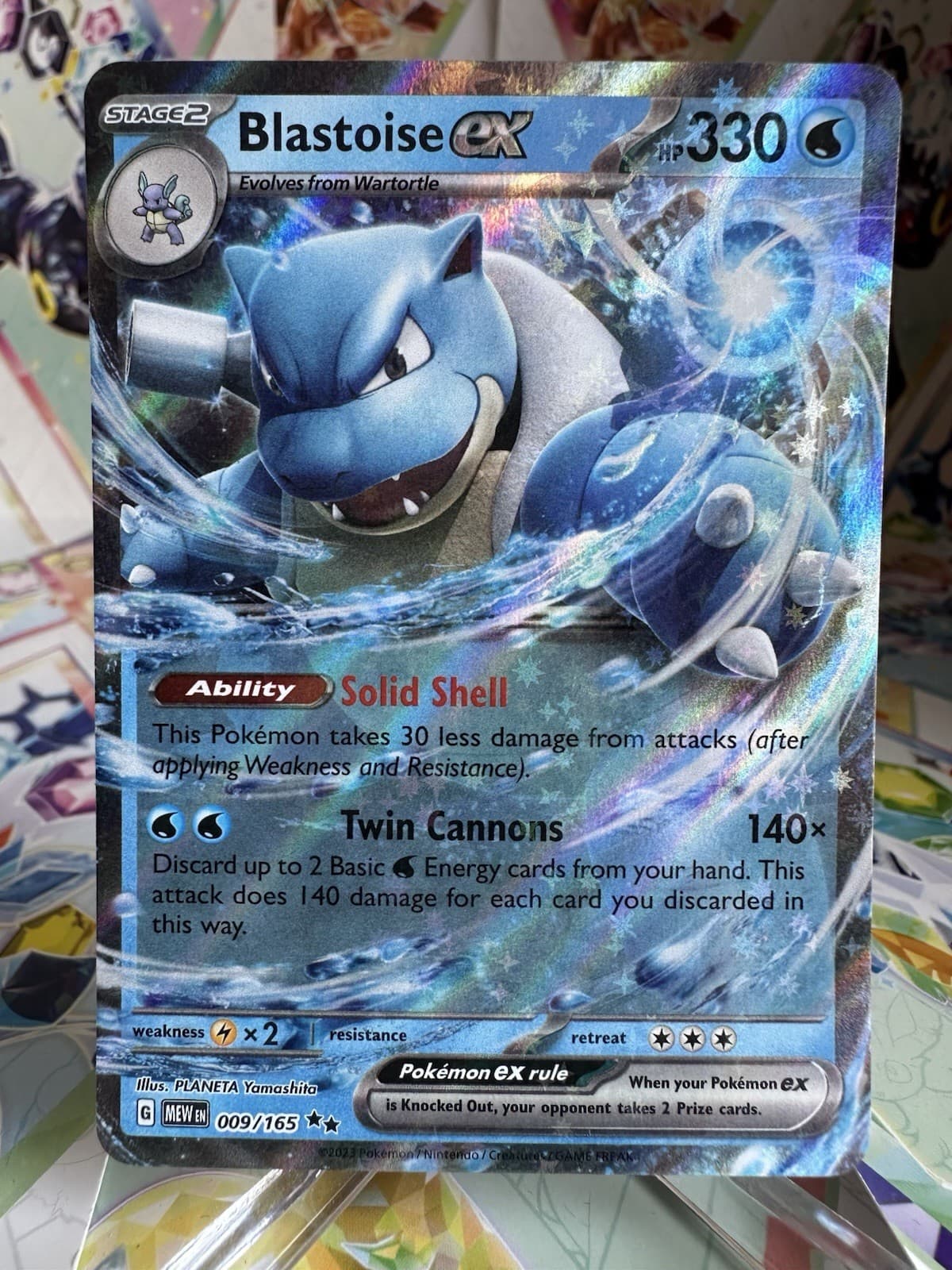 Pokemon Blastoise EX 009/165 Scarlet & Violet 151 Double Rare Holo 330HP Card