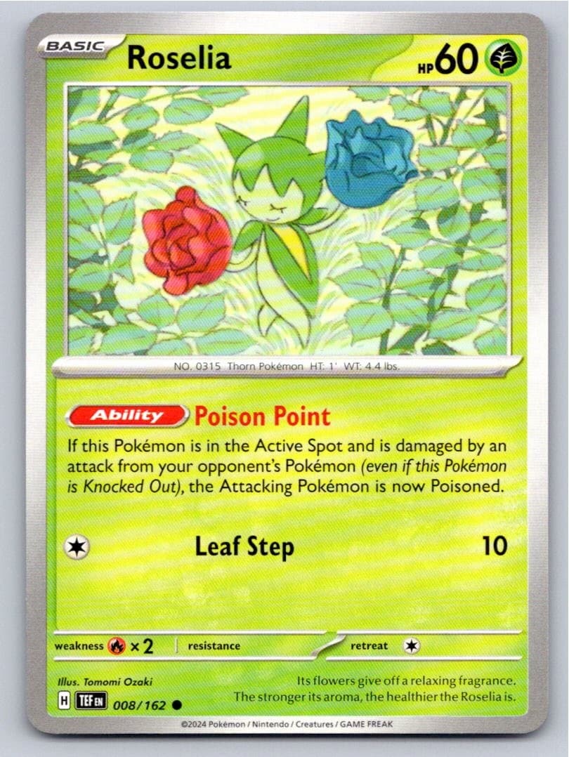 2024 POKEMON ROSELIA TEMPORAL FORCES 008/162 COMMON NM A21286 FREE S&H