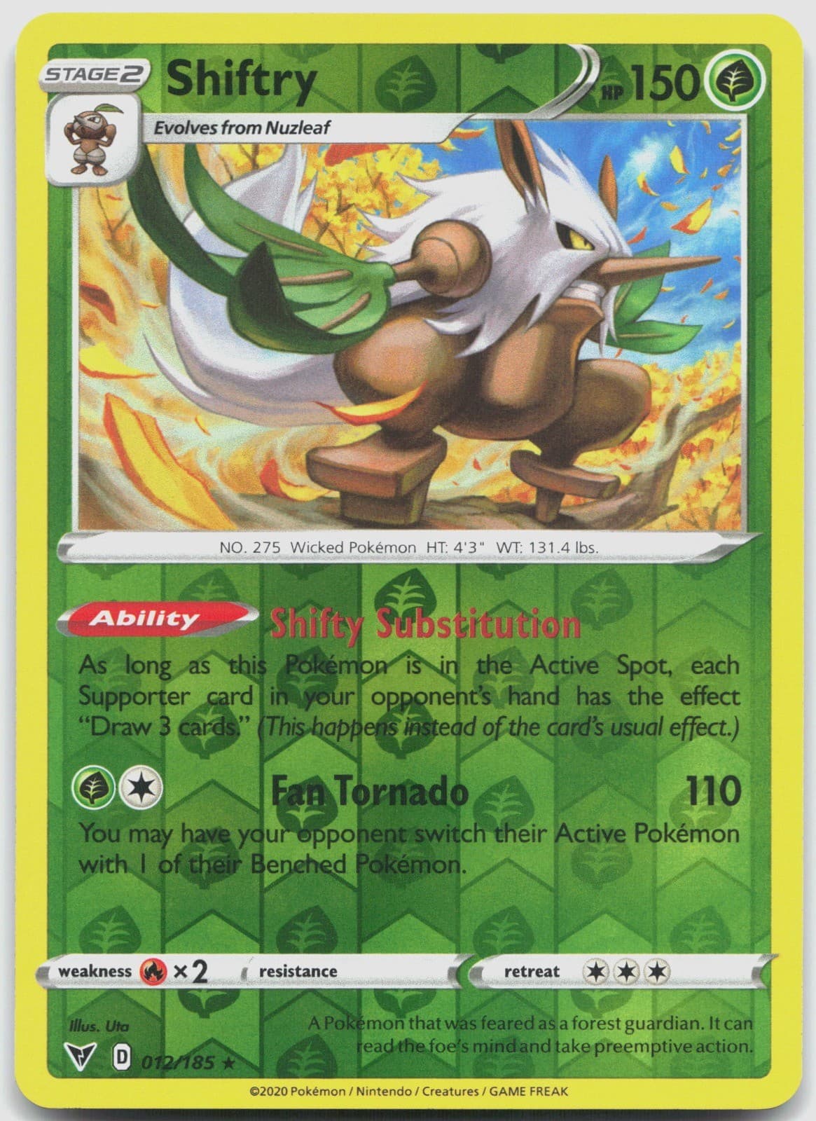 Shiftry 012/185 SWSH04: Vivid Voltage POKEMON TCG Rare