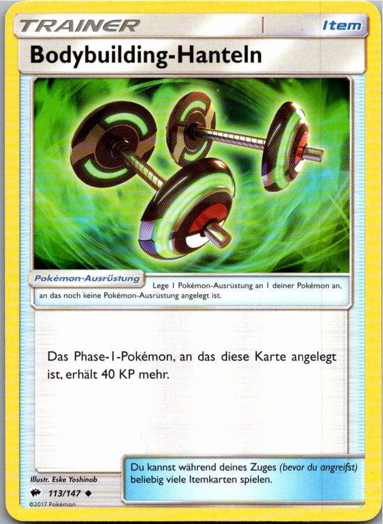 Pokemon Bodybuilding-Hanteln 113/147 Nacht in Flammen Deutsch 2017 Karte
