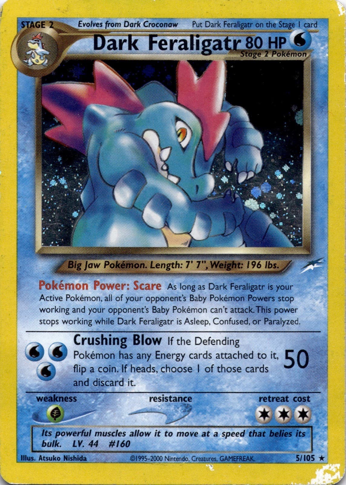 Dark Feraligatr 5/105 Rare Neo Destiny Pokemon Unlimited Holo Heavily Played