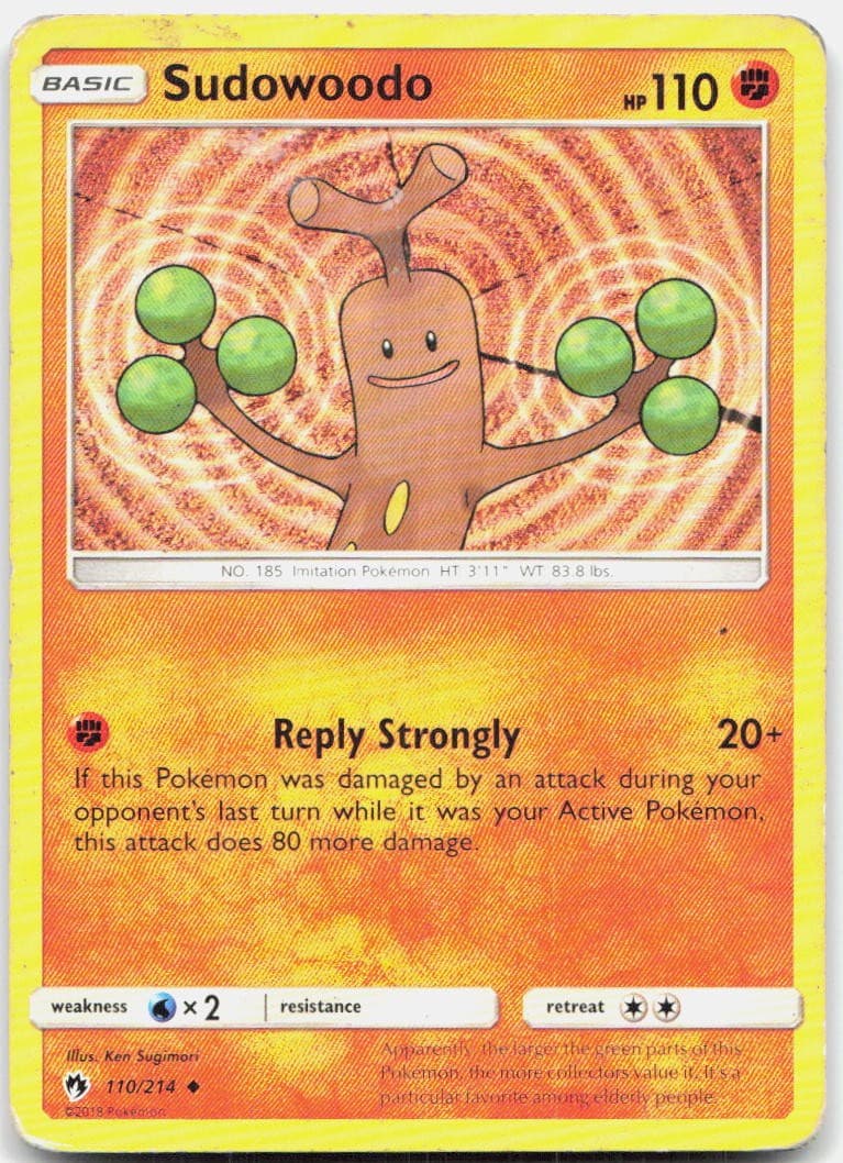 Sudowoodo 110/214 Uncommon Lost Thunder Pokemon Heavily Played