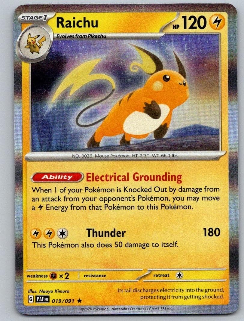 Pokemon TCG Paldean Fates - Raichu 19/091 Holo Rare