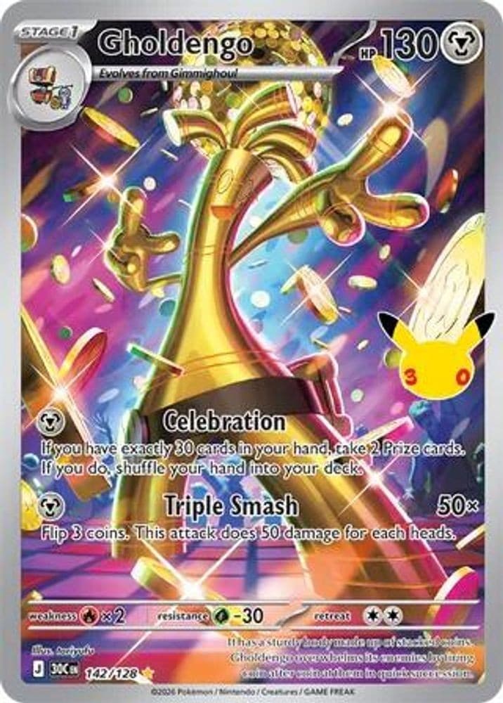 GHOLDENGO 142/128 HOLO ME: 30TH CELEBRATION ILLUSTRATION RARE NM