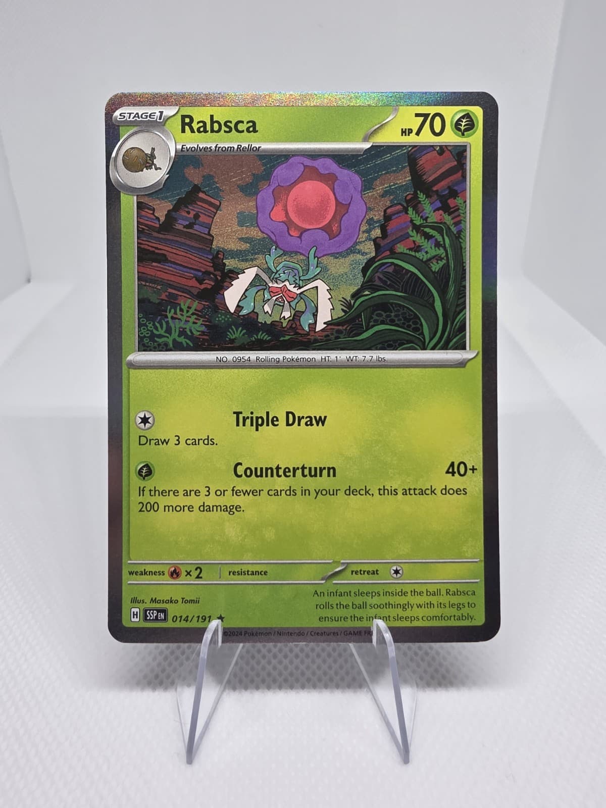 Pokemon TCG Rabsca 14/191 Surging Sparks Rare Holo EN NM