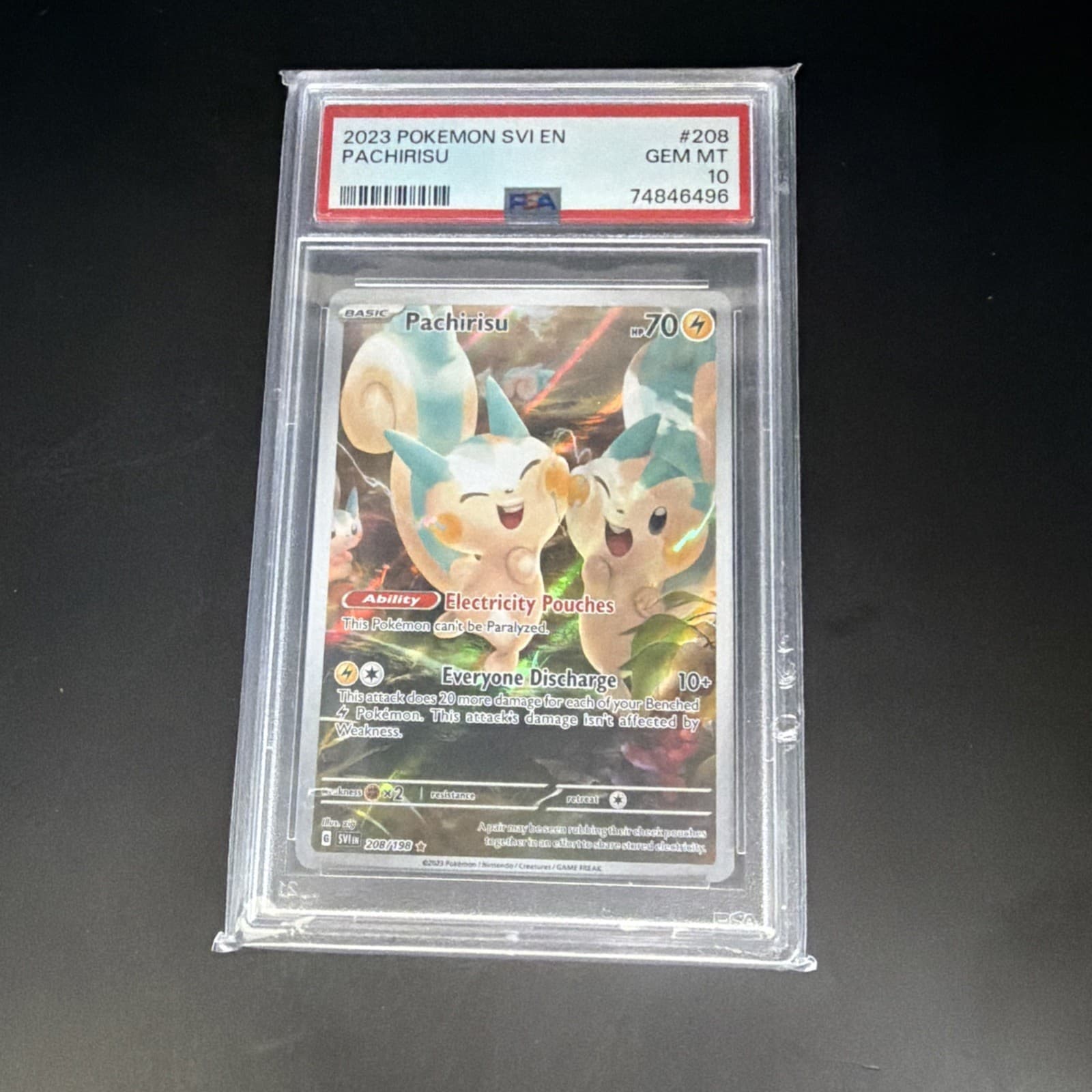 2023 POKEMON SVI EN-SCARLET & VIOLET ILLUSTRATION RARE #208 PACHIRISU PSA 10