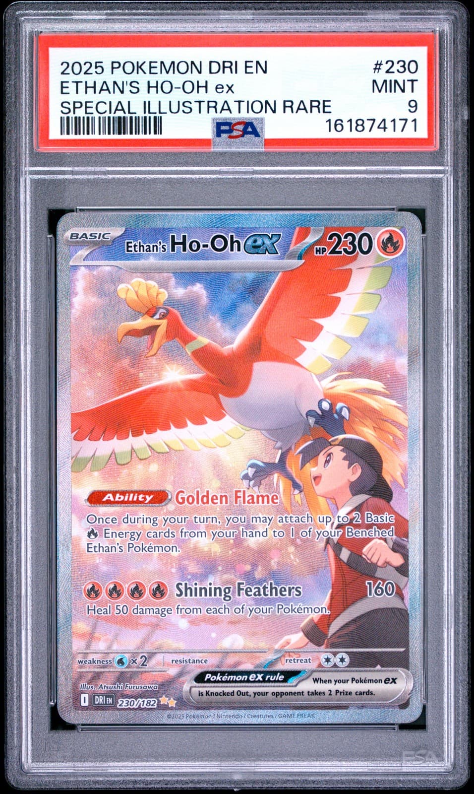 2025 POKEMON DRI EN-DESTINED RIVALS #230 ETHAN'S HO-OH EX PSA 9