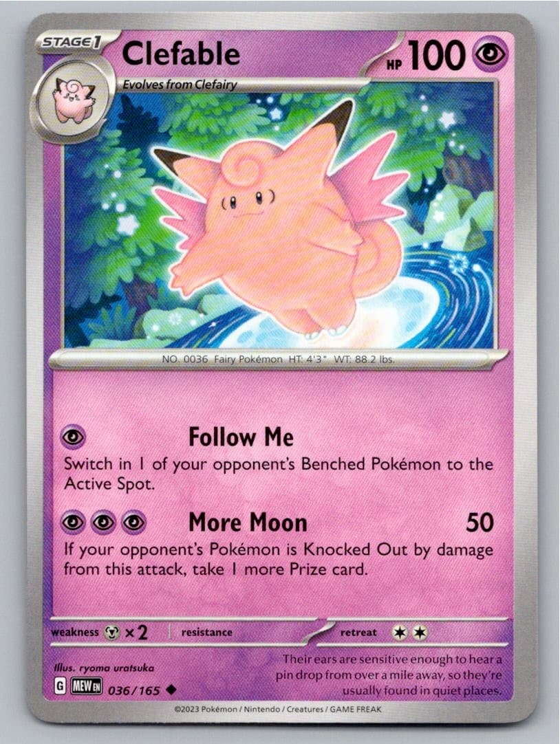 2023 POKEMON CLEFABLE 151 036/165 UC NM A67854 FREE S&H