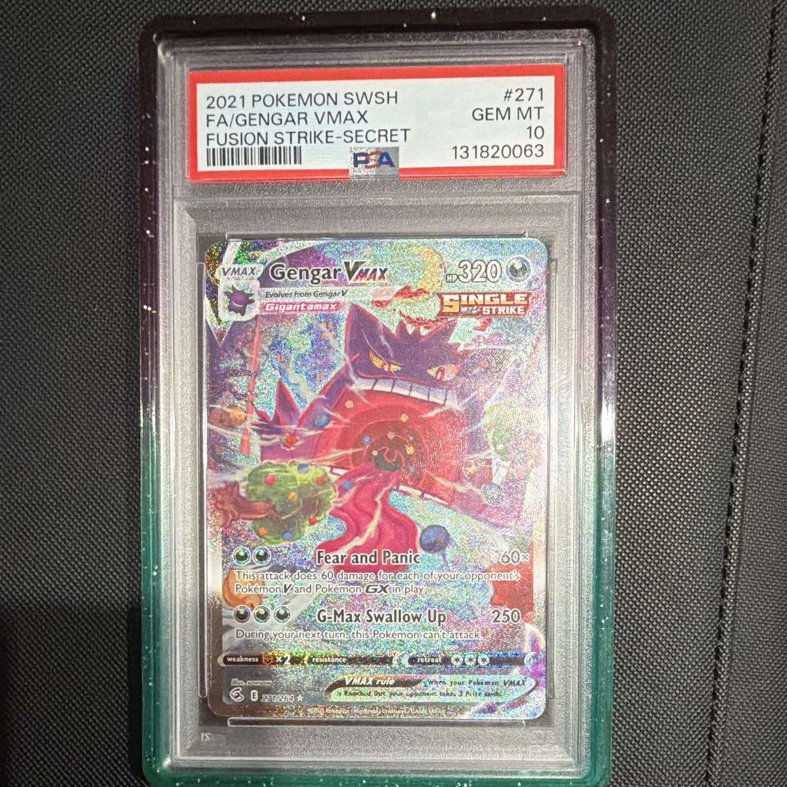 Pokemon 2021 Fusion Strike Gengar VMAX 271/264 Secret Rare Alt Art Holo PSA 10