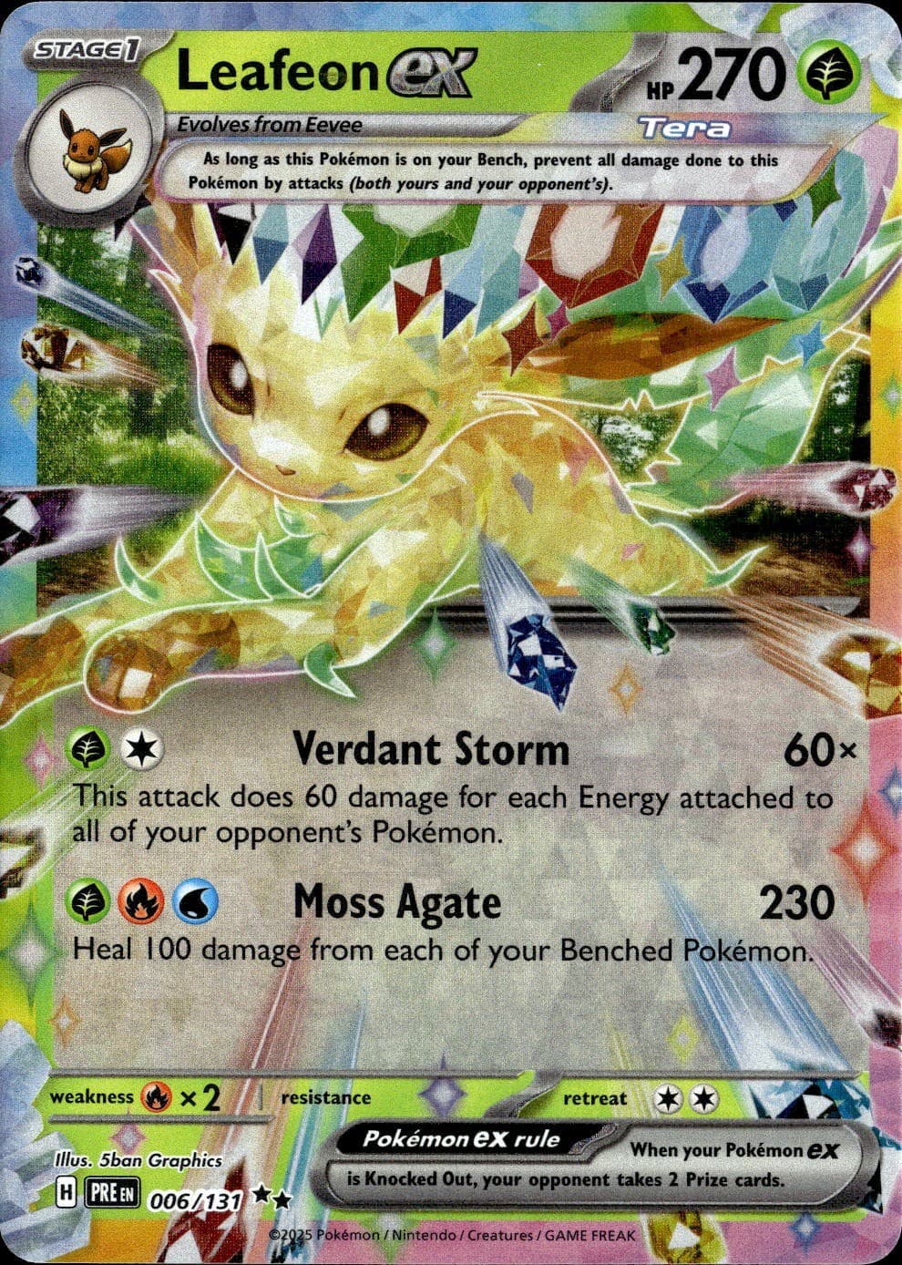 Leafeon ex 6 Prismatic Evolutions Full Art Double Rare Near Mint Pokemon TCG