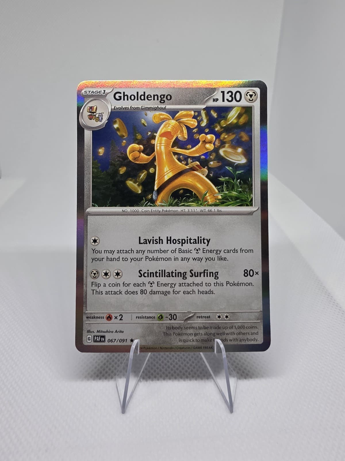 Pokemon TCG Gholdengo 67/91 Paldean Fates Rare Holo EN NM