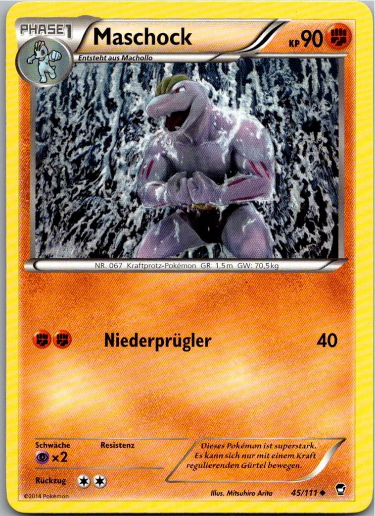 Pokemon Maschock 45/111 Fliegende Fäuste Deutsch 2014 Karte