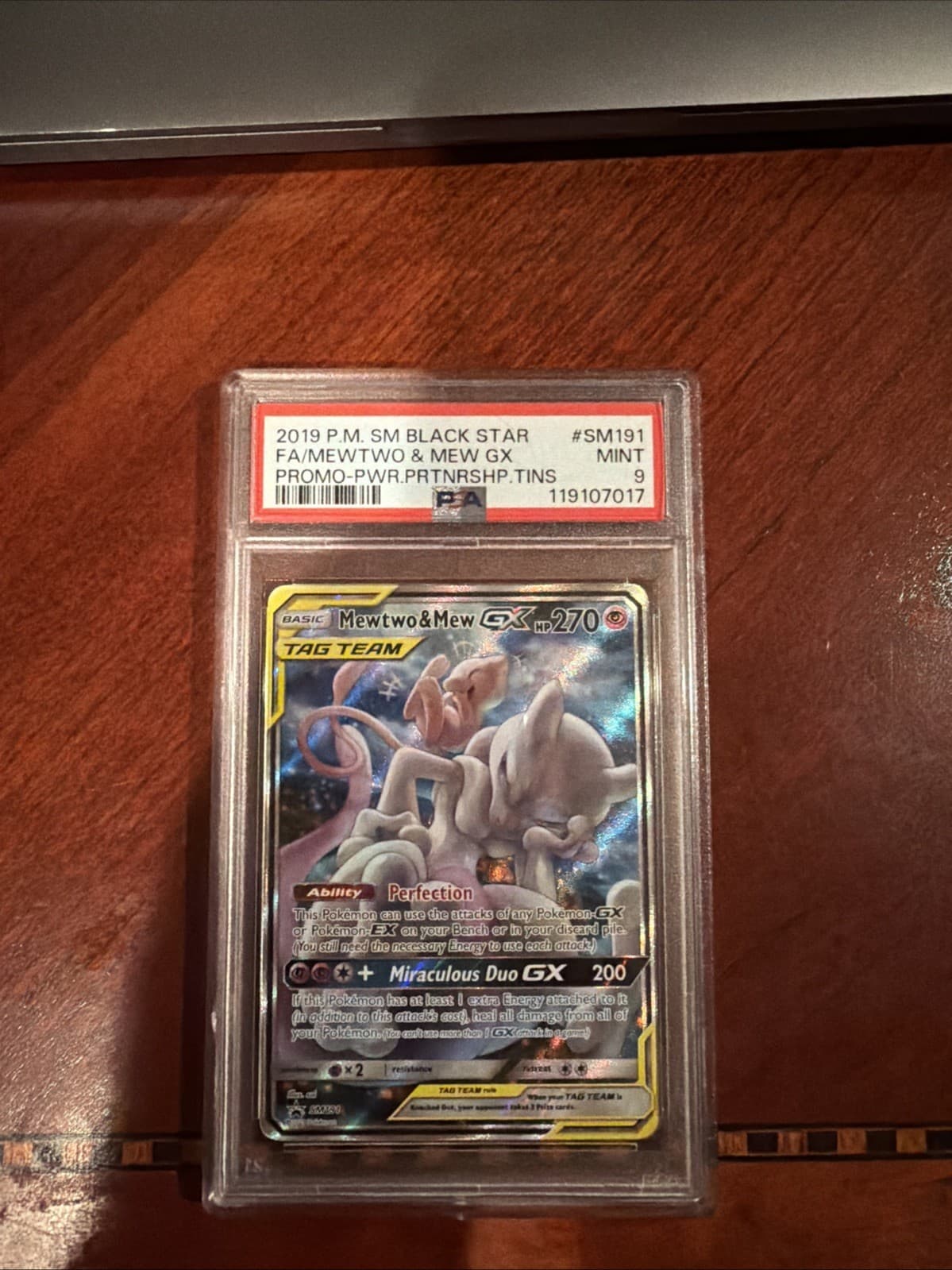 Mewtwo & Mew GX SM191 Sm Holo PSA 9