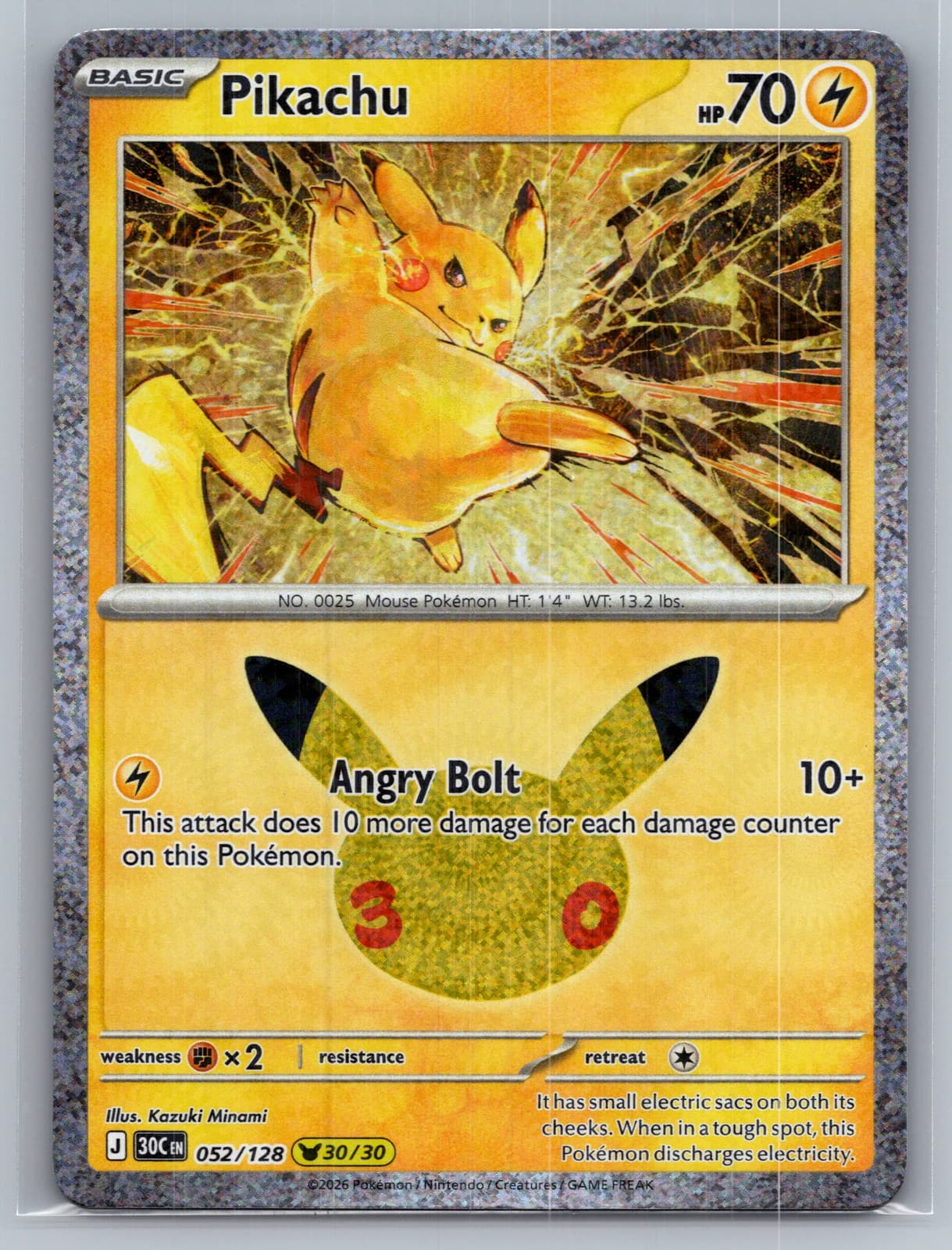 Pikachu #52/128 2026 30th Celebration Pokemon TCG — photo 1 of 2