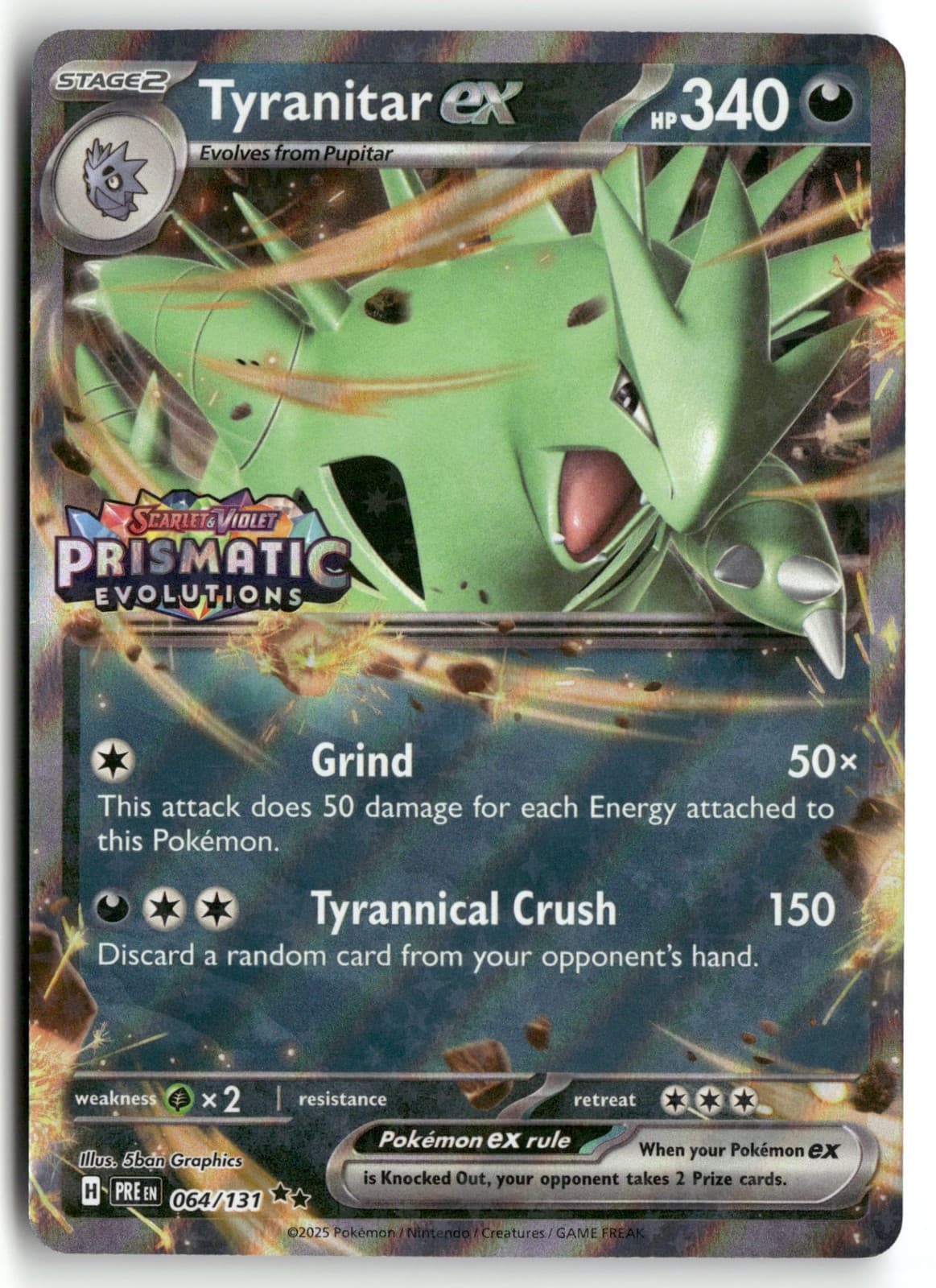 Holofoil Tyranitar ex (Prismatic Evolutions Stamp) 064/131 NM Miscellaneous C...