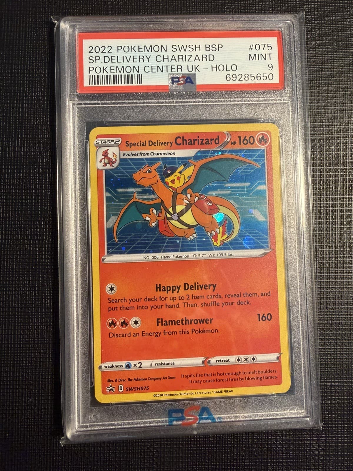 Pokémon TCG Special Delivery Charizard Promo Card SWSH075 Holo PSA 9