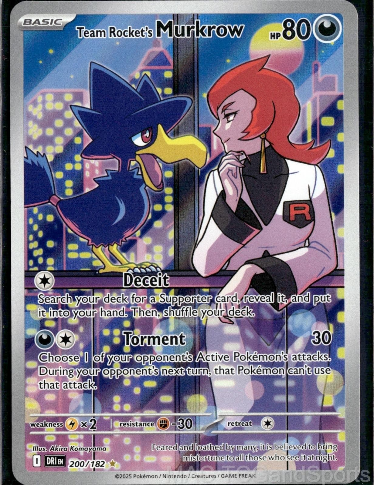 Team Rocket's Murkrow 200/182 Holo Destined Rivals Pokemon TCG NM