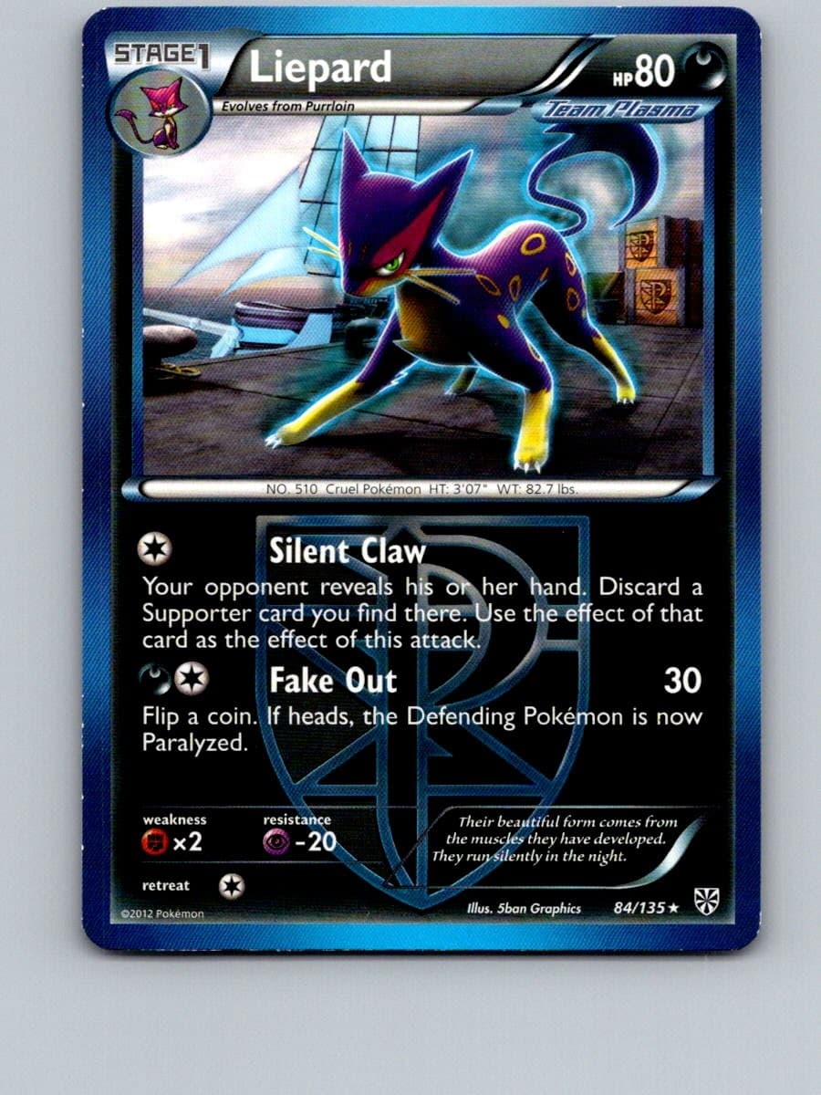 Liepard 84/135 Rare Plasma Storm Pokemon Near Mint