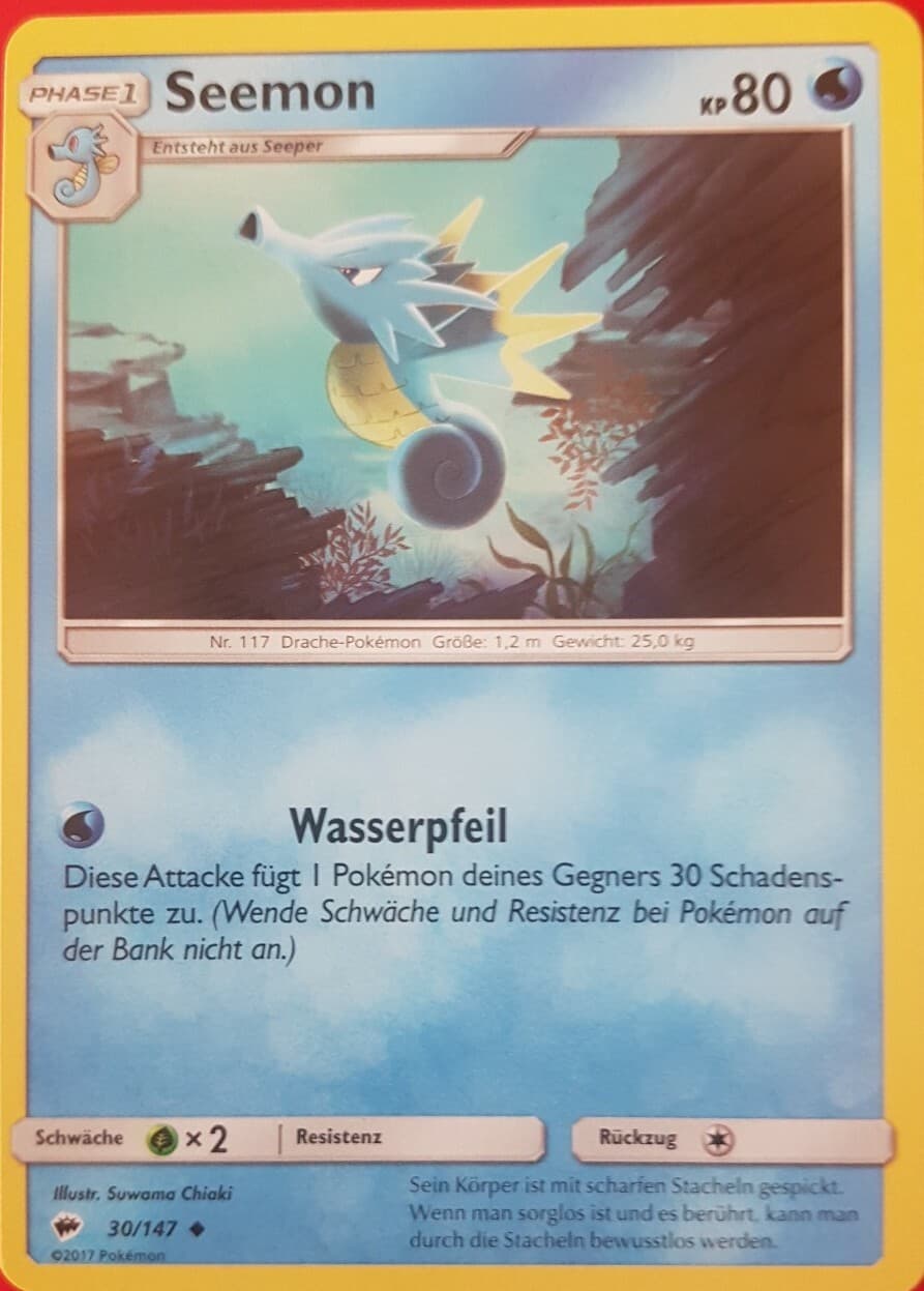 Pokemon Sammelkarte Seemon 30/147 "Nacht in Flammen"