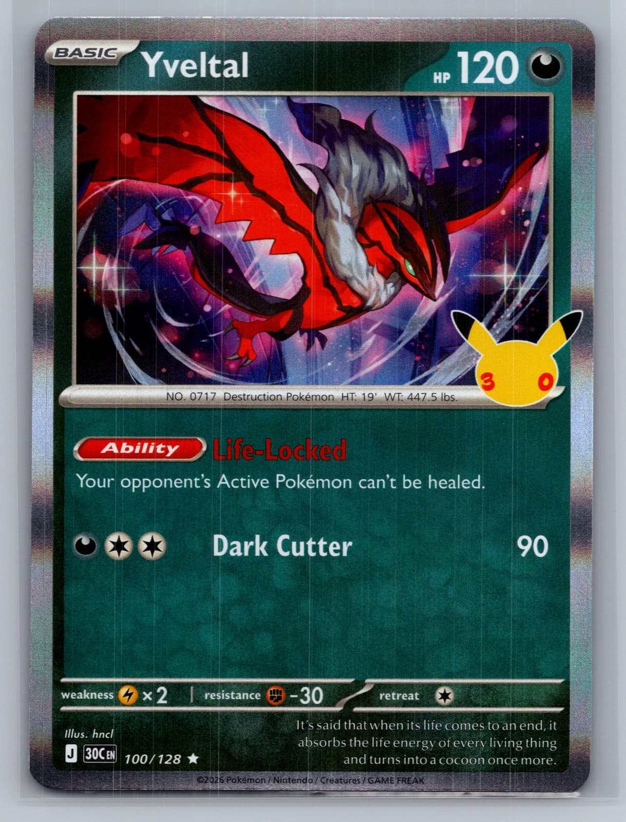 Yveltal #100/128 2026 30th Celebration Pokemon TCG