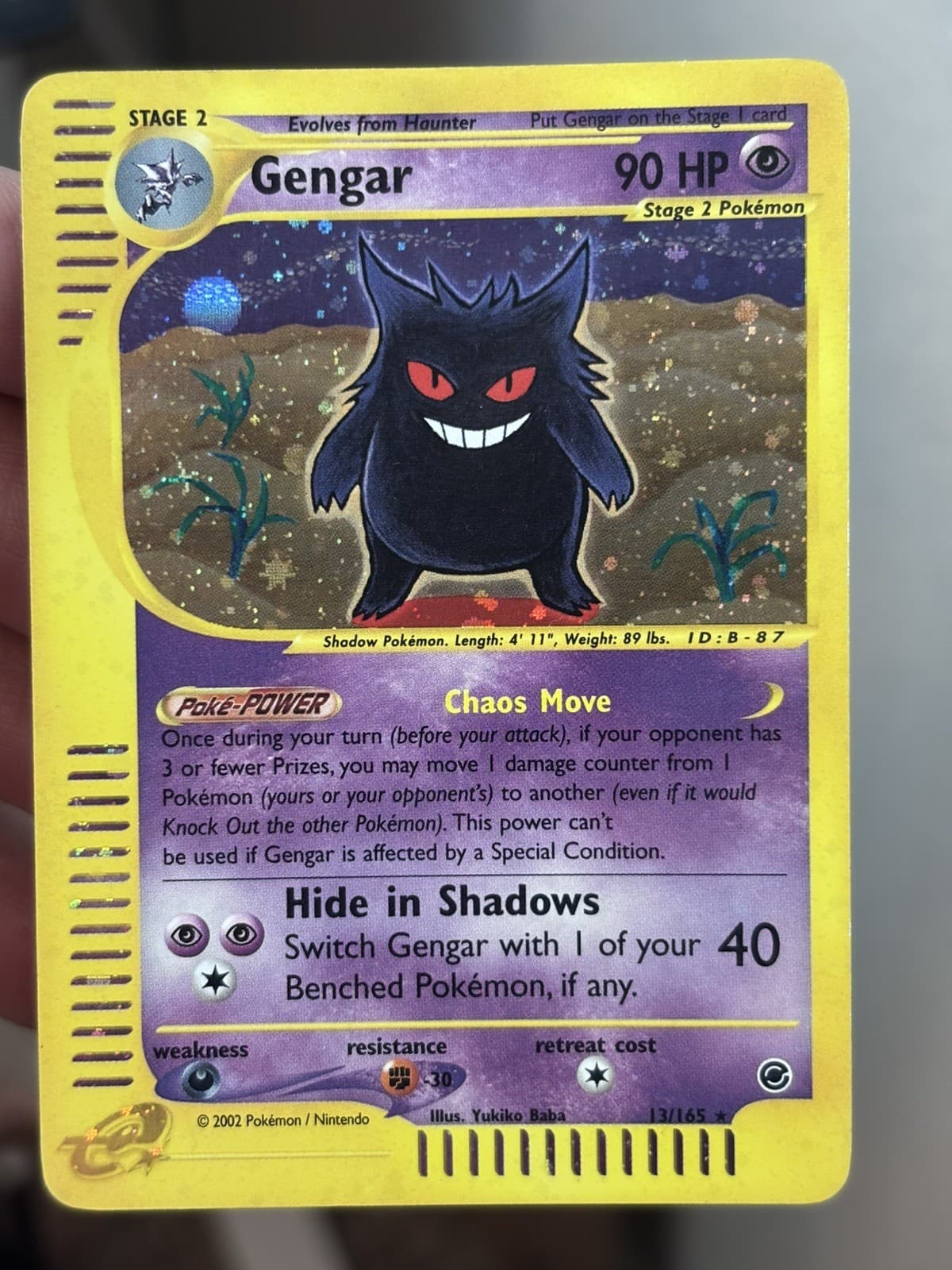 Pokemon TCG Gengar 013/165 Expedition Base Set Holo Rare English 2002 NM 